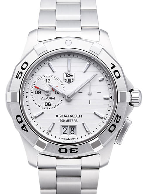 タグ・ホイヤースーパーコピー アクアレーサー グランドデイト アラーム / Ref.WAP111Y.BA0831 品名	アクアレーサー アラーム Aquaracer Alarm 型番	Ref.WAP111Y.BA0831 ケース	ステンレススチール ベルト	ステンレススチール ダイアルカラー	シルバー ムーブメント	クォーツ	ムーブメント 防水性能	300m防水 サイズ	ケース：39 mm(リューズ除く) メンズサイズ ガラス	サファイヤクリスタル風防 仕様	回転ベゼル / 日付表示 / アラーム 付属品	タグ・ホイヤー純正箱付・国際保証書付 保証	当店オリジナル保証3年間付